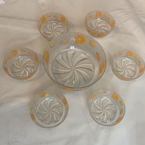Good Orange Citrus 7 Piece Large 7 Cup Or 66 Oz 6 10 Oz Single Serving Dish Bowl - Picture 3 of 7